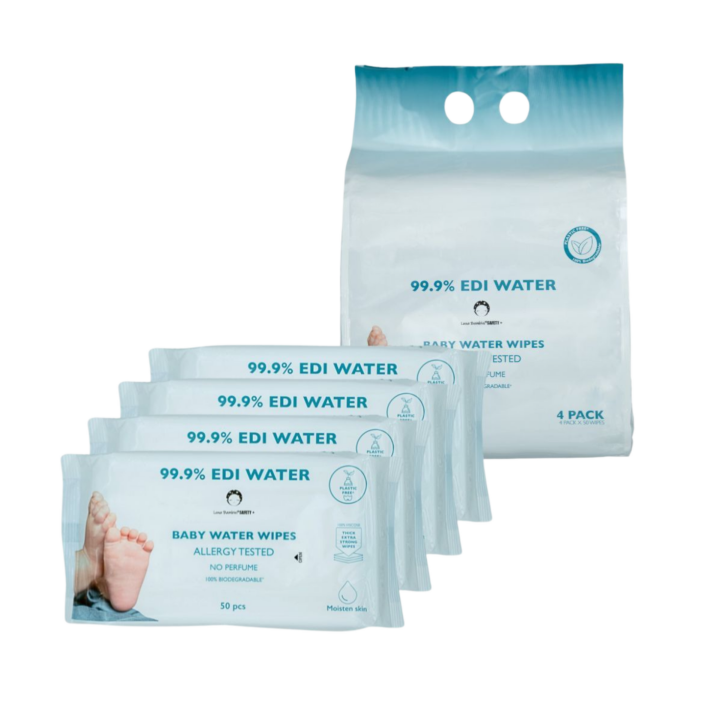 Aqua Water Wipes 4 x 50 pack